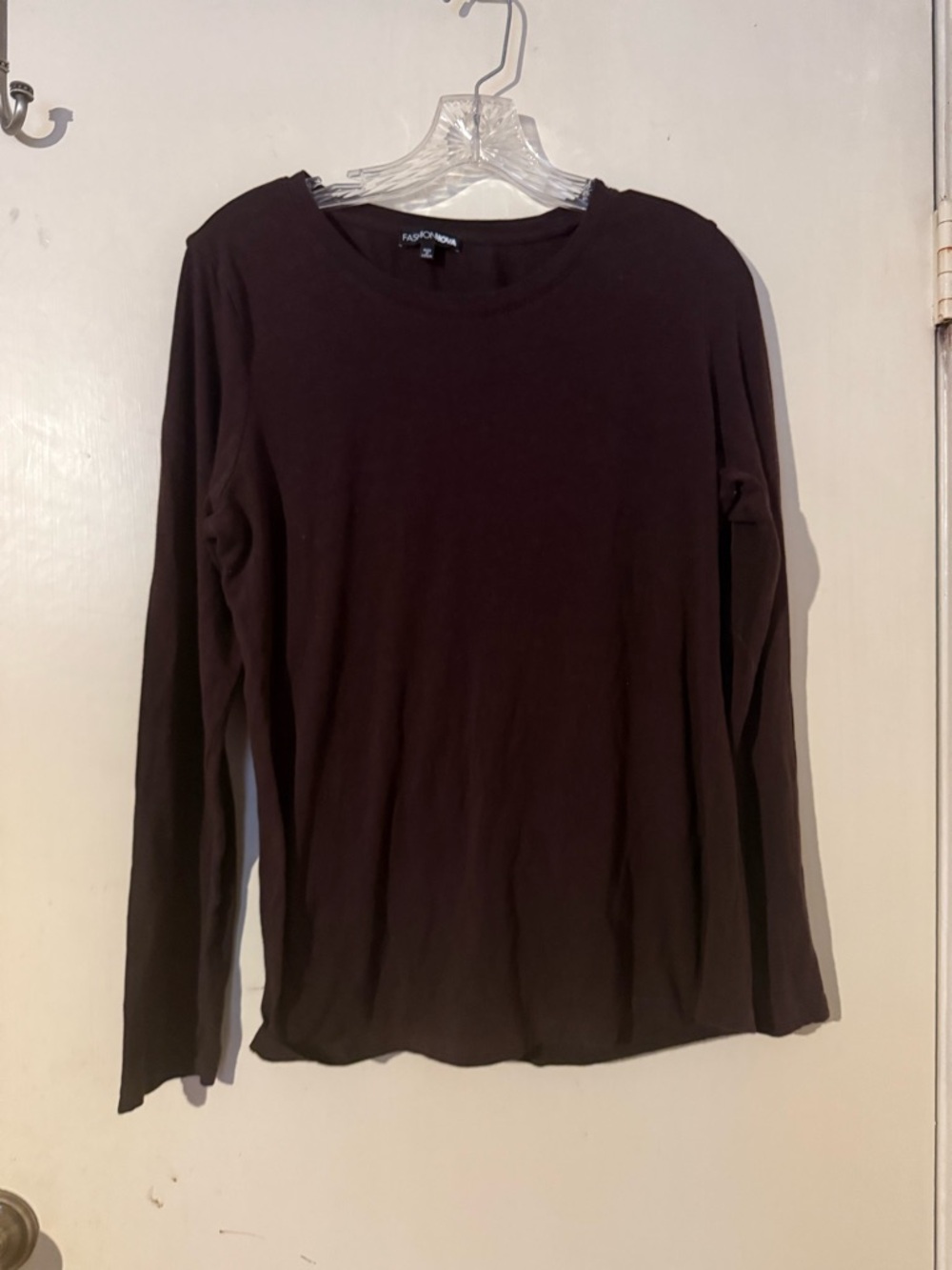 Fashion Nova Long Sleeve Crewneck Top - Brown